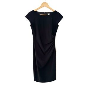 Max Mara Weekend | Classic Cap Sleeve Ruched Waist Black Dress Size 6 US 36 EU